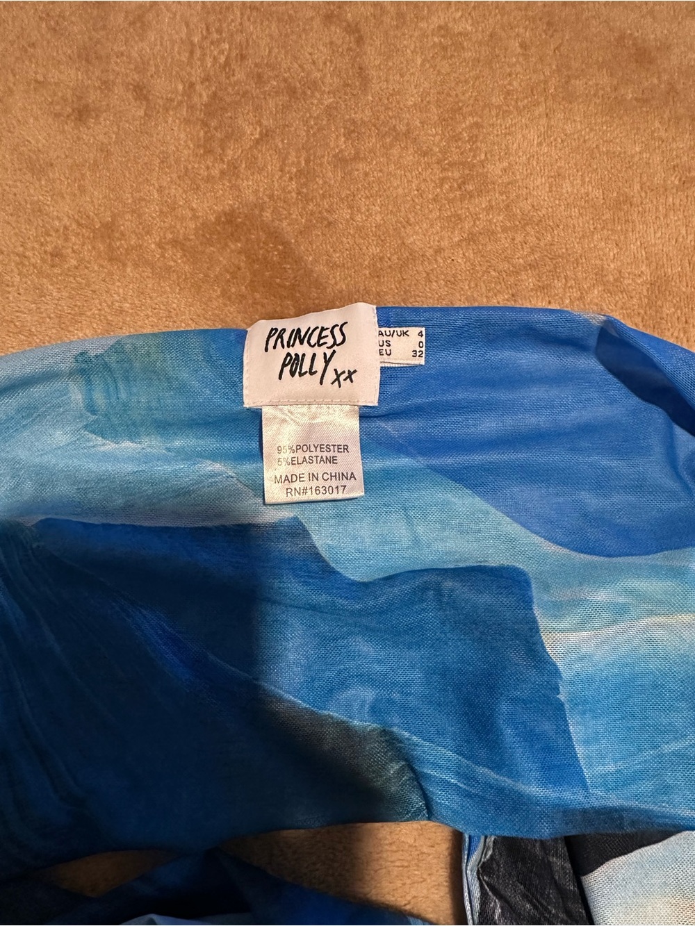 Princess Polly Blue Wave Print Wrap Top